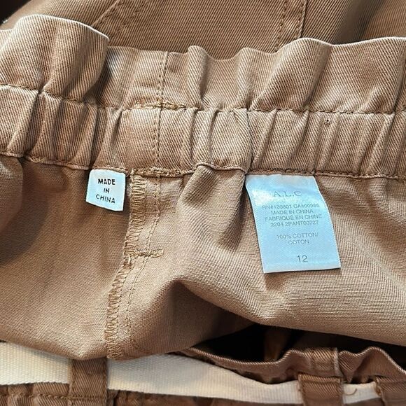 A.L.C. Women's Khaki Tan Augusta Belted Paperbag Cargo Pants Size 12 EUC - Picture 5 of 8